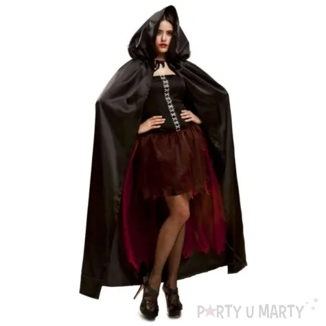 stroj dla doroslych peleryna z kapturem czarna carnival toys 140 cm