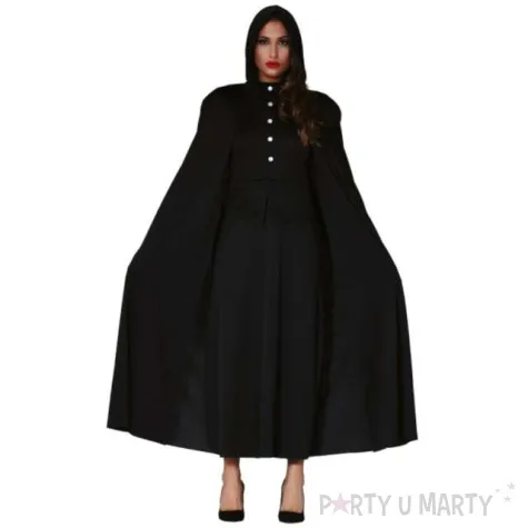 stroj dla doroslych peleryna z kapturem czarna guirca 135 cm