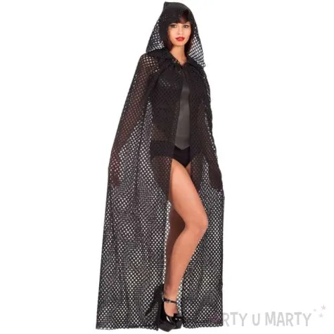 stroj dla doroslych peleryna z kapturem czarna siateczka carnival toys