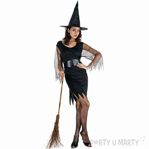 stroj dla doroslych sukienka i pasek czarownicy zestaw na halloween czarny godan rozm m
