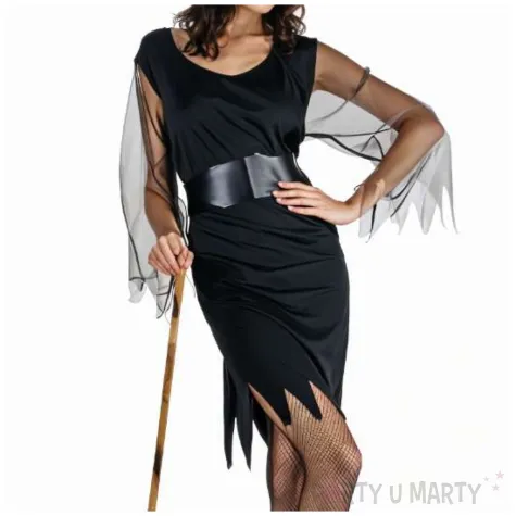 stroj dla doroslych sukienka i pasek czarownicy zestaw na halloween czarny godan rozm m