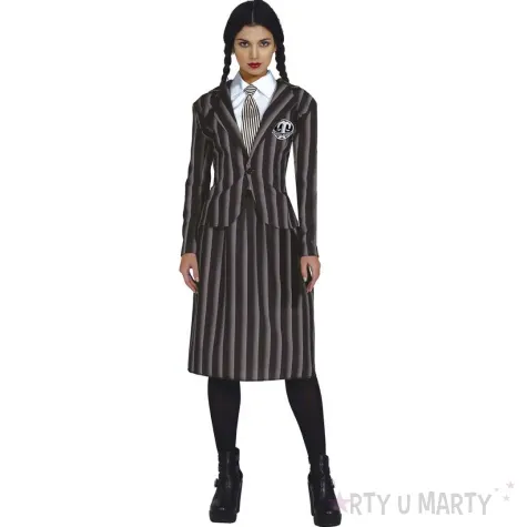 stroj dla doroslych wednesday uczennica szary czarny guirca rozm l