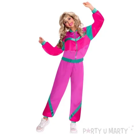 stroj dla doroslych wuefistka ortalionowy dres retro lata 80 rozowy amscan rozm xl