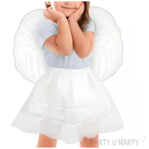 stroj dla dzieci aniol spodniczka krzydla aureola bialy godan 92 104