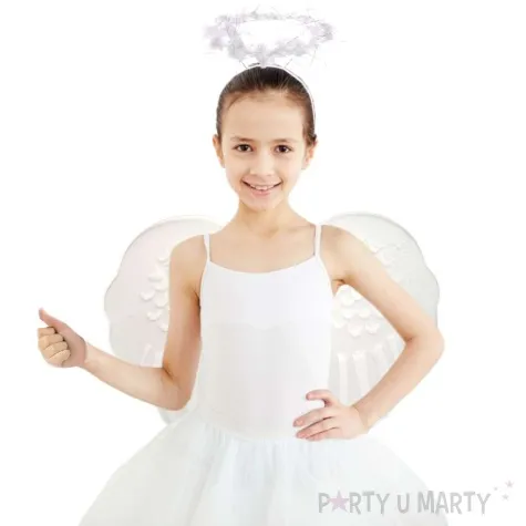 stroj dla dzieci aniolek opaska skrzydla spodniczka tutu bialy tropic rozm 86 122 cm