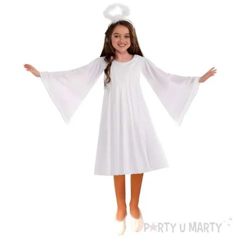 stroj dla dzieci aniolek w szacie bialy partytino 9 10 lat 134 140 cm