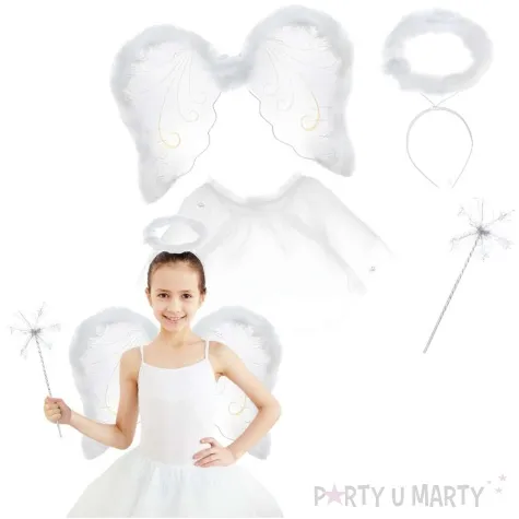stroj dla dzieci aniolek zestaw bialy partytino 3 8 lat rozm 98 128 cm