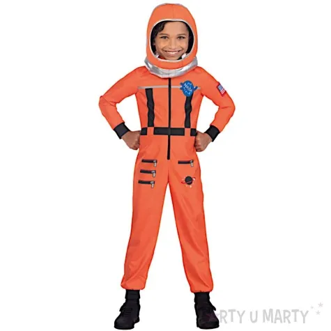 stroj dla dzieci astronauta z helmem pomaranczowy amscan rozm 128 140 cm