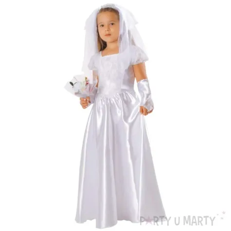 stroj dla dzieci biala panna mloda kraszek rozm 134 140 cm