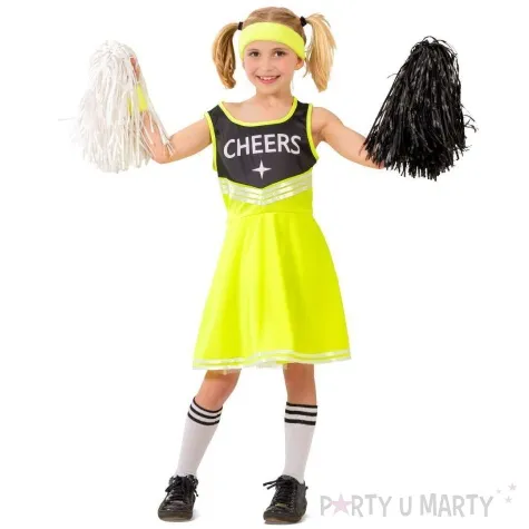 stroj dla dzieci cheerleaderka zolty neon funny fashion rozm 134 140 cm