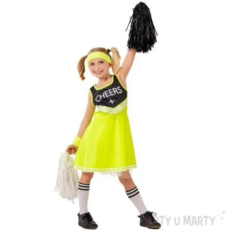 stroj dla dzieci cheerleaderka zolty neon funny fashion rozm 134 140 cm