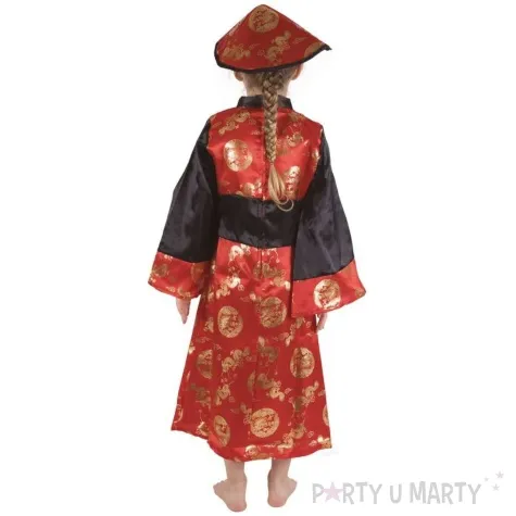 stroj dla dzieci chinka sukienka czerwony ptitclown 120 130 cm