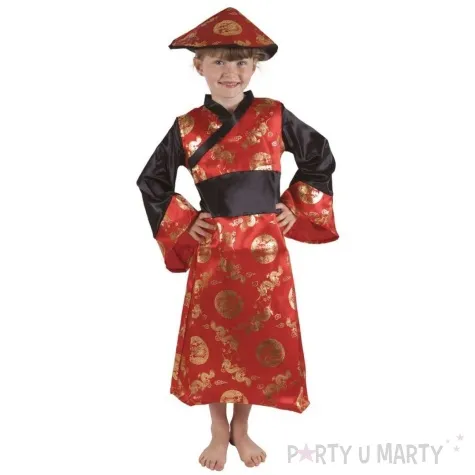 stroj dla dzieci chinka sukienka czerwony ptitclown 130 140 cm