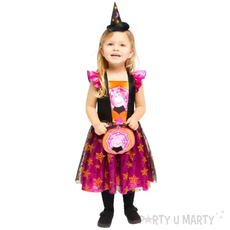 stroj dla dzieci czarownica swinka peppa pomaranczowo rozowy rozm 104 116 cm