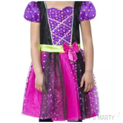 stroj dla dzieci czarownica w groszki fioletowy smiffys 104 110 cm