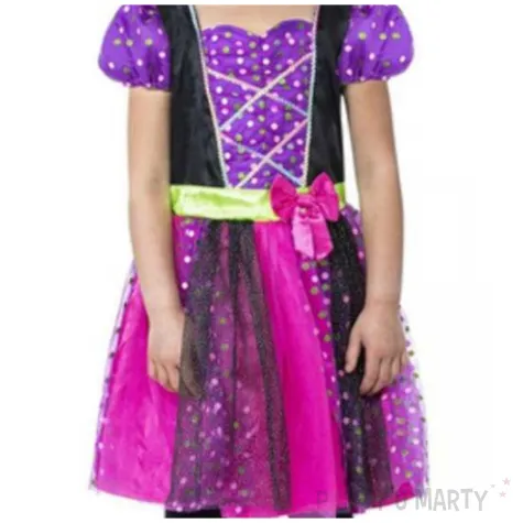 stroj dla dzieci czarownica w groszki fioletowy smiffys 86 98 cm