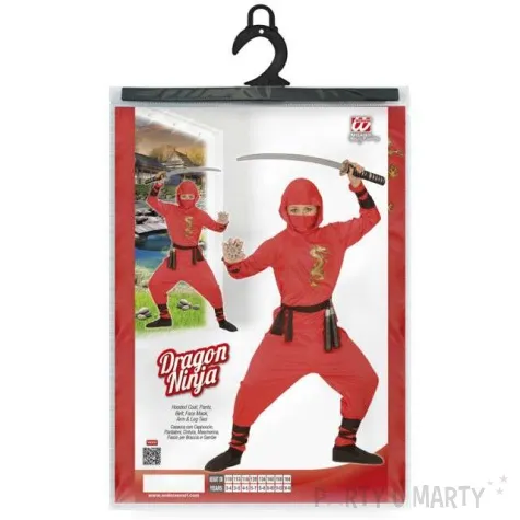 stroj dla dzieci czerwony ninja widmann rozm 11 13 lat