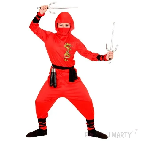 stroj dla dzieci czerwony ninja widmann rozm 13 14 lat