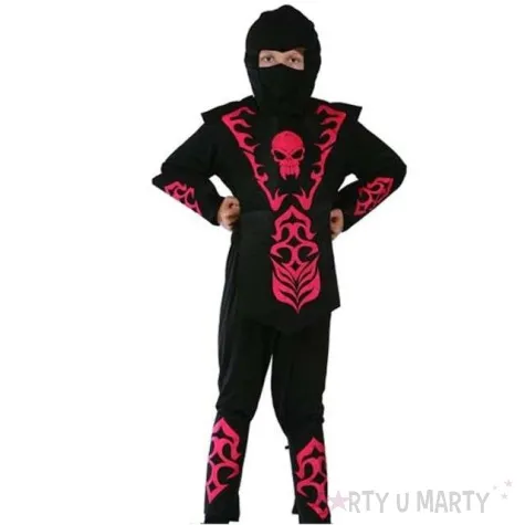 stroj dla dzieci czerwony ninja z czaszka rozm 110 120 cm