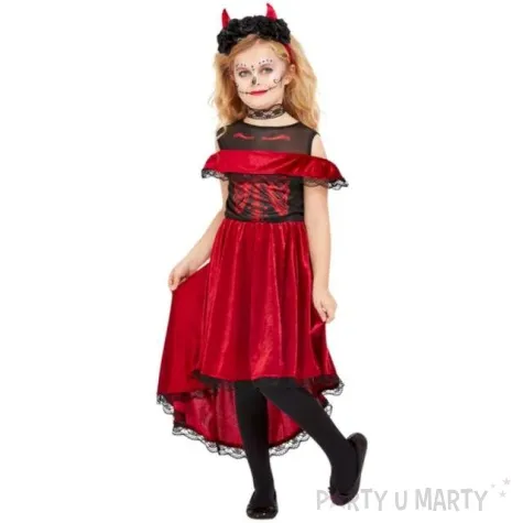 stroj dla dzieci diablica w opasce czerwono czarny smiffys rozm 130 140 cm