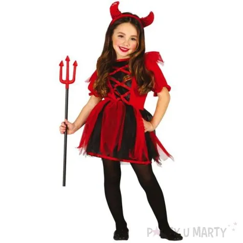 stroj dla dzieci diablica w sukience czerwono czarny guirca rozm 110 116 cm