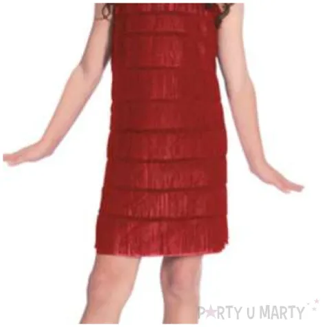 stroj dla dzieci flapperka dama lata 20 bordowy amscan 128 140 cm