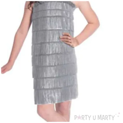 stroj dla dzieci flapperka dama lata 20 srebrny amscan 128 140 cm