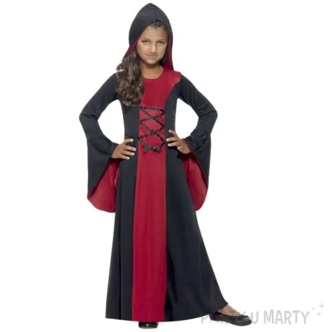 stroj dla dzieci gotycka wampirzyca czarno czerwony smiffys rozm 116 128 cm