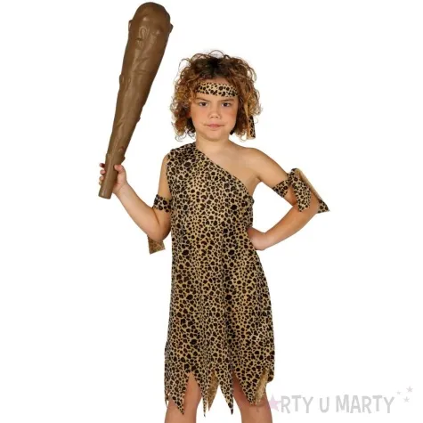 stroj dla dzieci jaskiniowiec w skorze lamparta brazowy guirca 3 4 lata rozm 98 104 cm