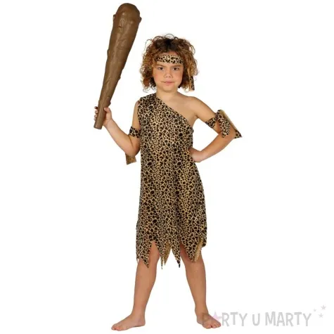 stroj dla dzieci jaskiniowiec w skorze lamparta brazowy guirca 3 4 lata rozm 98 104 cm