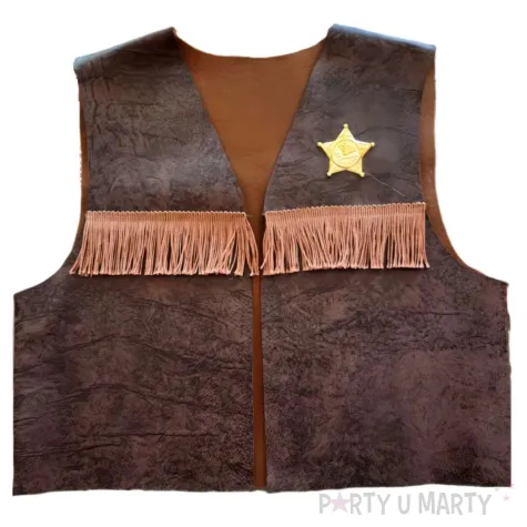 stroj dla dzieci kamizelka kowboja szeryfa brazowy 98 104 cm