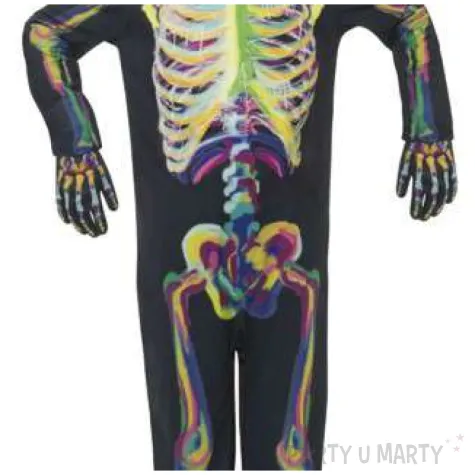 stroj dla dzieci kolorowy swiecacy szkielet smiffys rozm 130 140 cm
