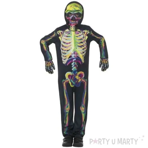 stroj dla dzieci kolorowy swiecacy szkielet smiffys rozm 158 164 cm