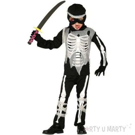 stroj dla dzieci kosciotrup ninja czarno bialy guirca rozm 98 104 cm