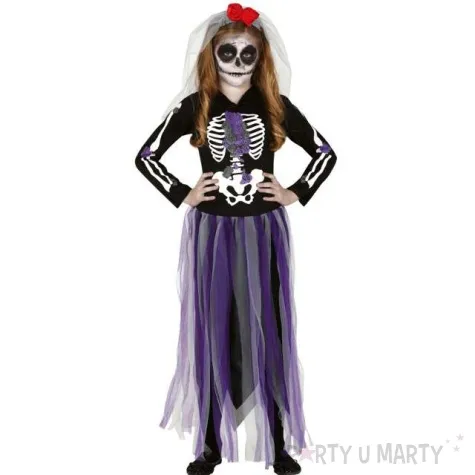 stroj dla dzieci kosciotrup pani szkielet wielokolorowy guirca 7 9 lat