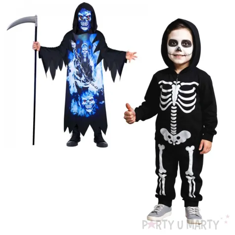 stroj dla dzieci kostucha zniwiarz czarno niebieski amscan 98 104 cm