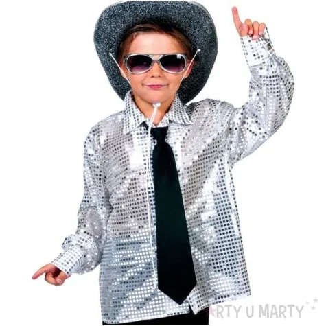 stroj dla dzieci koszula disco srebrna funnyfashion rozm 140 cm