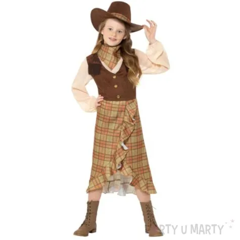 stroj dla dzieci kowbojka sukienka w krate smiffys 146 158 cm