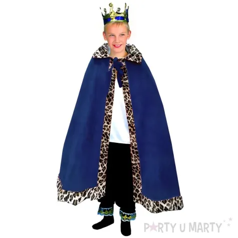 stroj dla dzieci krol melchior peleryna niebieski partytino rozm 134 140 cm