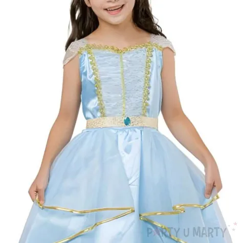 stroj dla dzieci ksiezniczka sukienka i pasek niebieski godan rozm 130 140