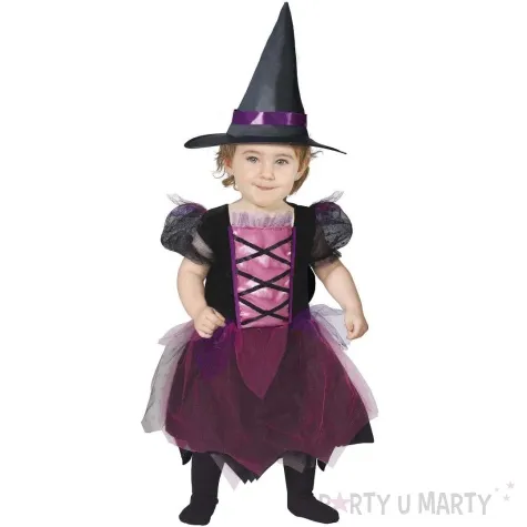 stroj dla dzieci mala czarownica czarny rozowy guirca 80 cm