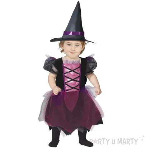 stroj dla dzieci mala czarownica czarny rozowy guirca 86 cm