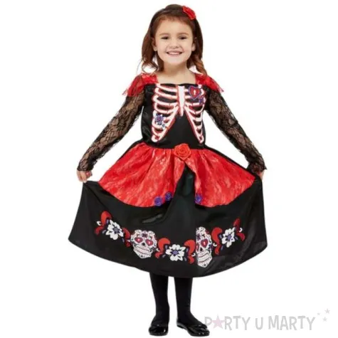 stroj dla dzieci meksykanska pani kosciotrup czarny smiffys 3 4 lata