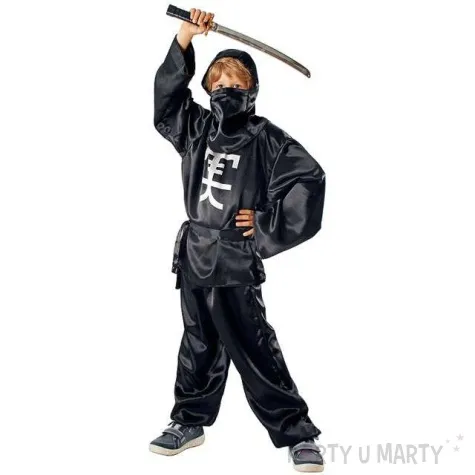 stroj dla dzieci ninja czarny kraszek rozm 134 140 cm