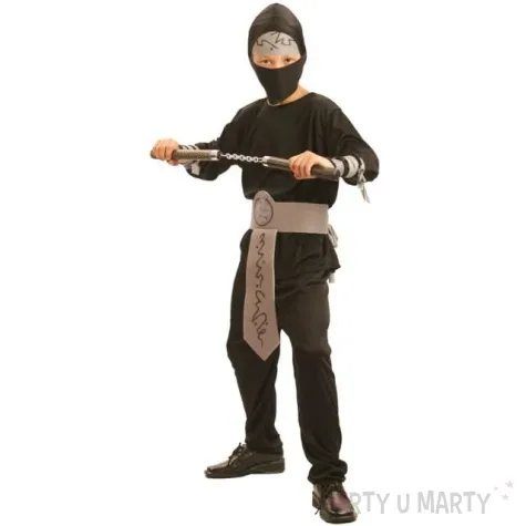 stroj dla dzieci ninja szary pas czarny arpex rozm 110 120 cm