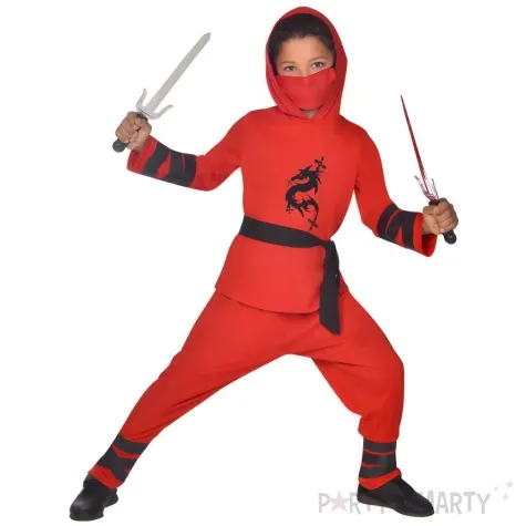 stroj dla dzieci ninja wojownik czerwony amscan 128 140 cm