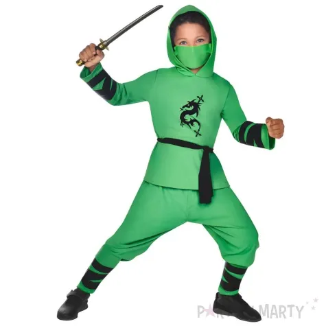 stroj dla dzieci ninja wojownik zielony amscan 116 128 cm