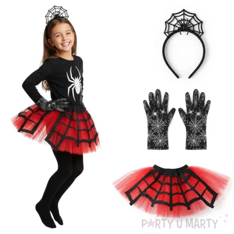 stroj dla dzieci pajak spodniczka halloween czerwony kraszek rozm uniw