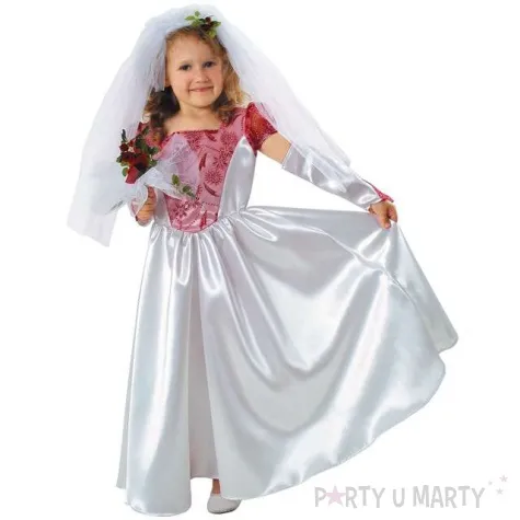 stroj dla dzieci panna mloda bordowa kraszek rozm 110 116 cm