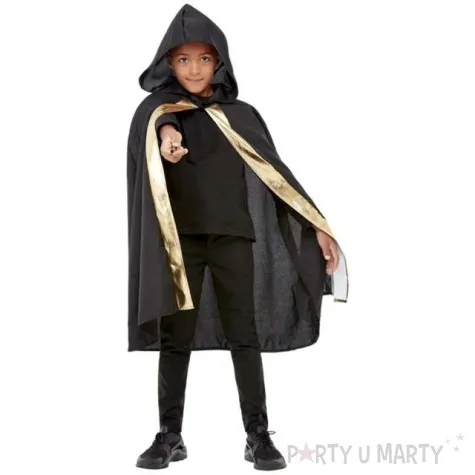 stroj dla dzieci peleryna czarodzieja czarno zlota smiffys